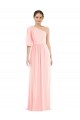 Best One Shoulder Bell Sleeves Chiffon Maxi Bridesmaid Dress UK