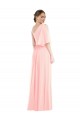 Best One Shoulder Bell Sleeves Chiffon Maxi Bridesmaid Dress UK