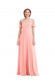 Best Off the Shoulder Ruffle Cuff Sleeve Chiffon Maxi Bridesmaid Dress UK