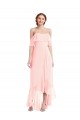 Best Off the Shoulder Ruffled High Low Maxi Bridesmaid Dress UK