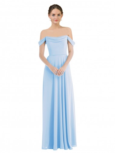 Best Off the Shoulder Draped Neckline Maxi Formal Bridesmaid Dress UK