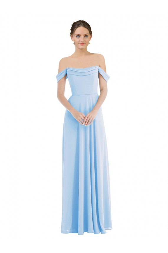 Best Off the Shoulder Draped Neckline Maxi Formal Bridesmaid Dress UK