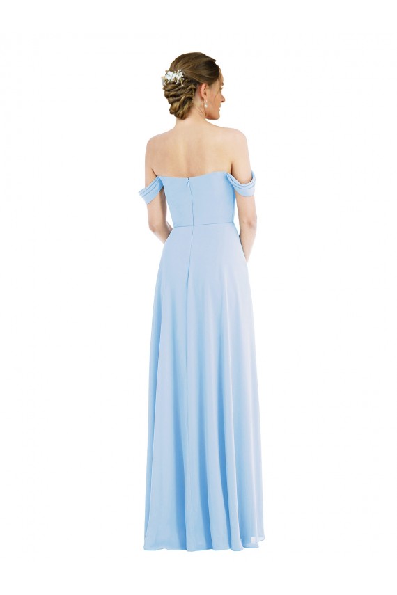 Best Off the Shoulder Draped Neckline Maxi Formal Bridesmaid Dress UK