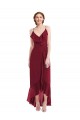Best Ruffle Trimmed V-Neck High Low Wrap Chiffon Bridesmaid Dress UK
