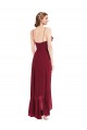 Best Ruffle Trimmed V-Neck High Low Wrap Chiffon Bridesmaid Dress UK