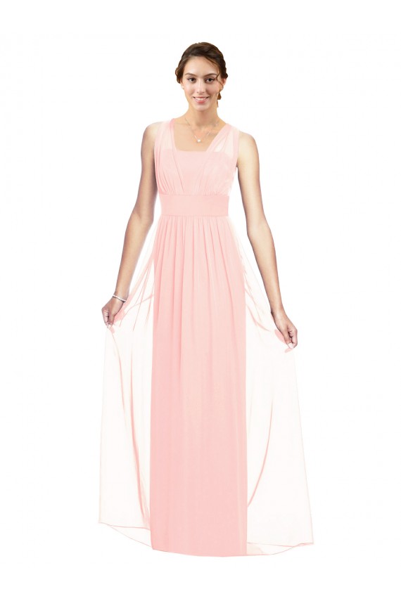 Best V-Neck Full Length Chiffon Bridesmaid Dress UK