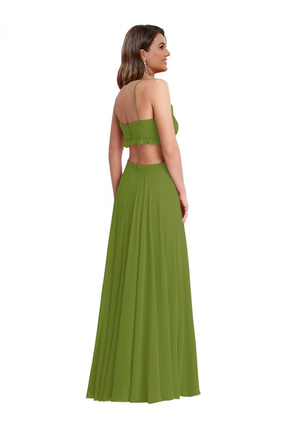 Best Ruffled Chiffon Cutout Maxi Bridesmaid Dress UK