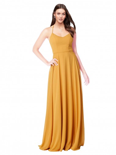 Best Chiffon A-Line Bridesmaid Dress with Halter Back UK