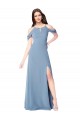 Best High Neck Chiffon Bridesmaid Dress with Draped Sleeves UK