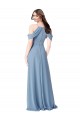 Best High Neck Chiffon Bridesmaid Dress with Draped Sleeves UK