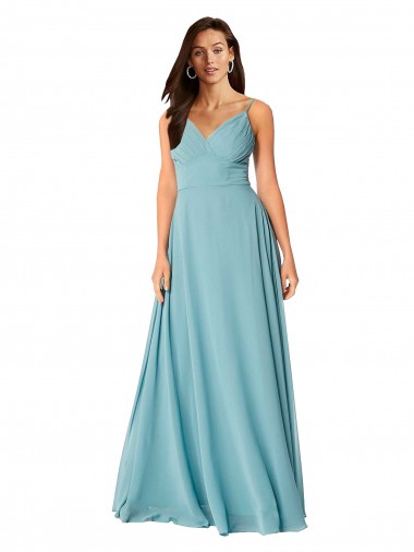 Best Draped Empire V-Neck Chiffon Bridesmaid Dress UK