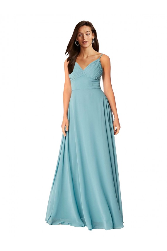 Best Draped Empire V-Neck Chiffon Bridesmaid Dress UK