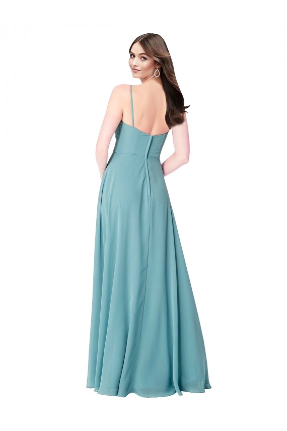 Best Draped Empire V-Neck Chiffon Bridesmaid Dress UK