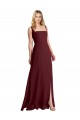 Best Square Neckline Soft A-Line Chiffon Bridesmaid Dress with Side Slit UK