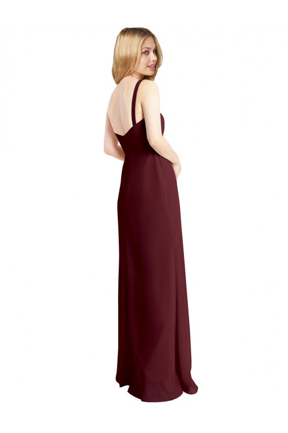 Best Square Neckline Soft A-Line Chiffon Bridesmaid Dress with Side Slit UK