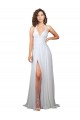 Best Halter Plunge V-Neckline Chiffon Dress with High Leg Split UK