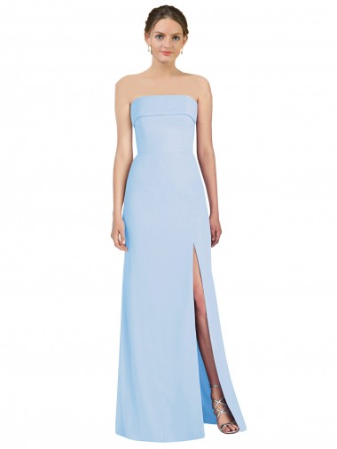 Best Strapless Trumpet Chiffon Formal Bridesmaid Dress with Thigh high Slit UK
