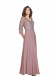 Best Hand-Beaded Bodice V-Neckline Long Sleeves Chiffon Bridesmaid Dress / Prom Dress UK
