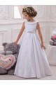 Best Ivory Ball Gown Bateau Floor Length Flower Girl Dress UK