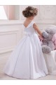 Best Ivory Ball Gown Bateau Floor Length Flower Girl Dress UK