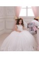 Best Ivory Ball Gown Bateau Neck Chapel Train Sleeveless Flower Girl Dress UK