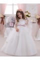 Best Ivory Ball Gown Bateau Neck Long Chapel Train Sleeveless Flower Girl Dress UK