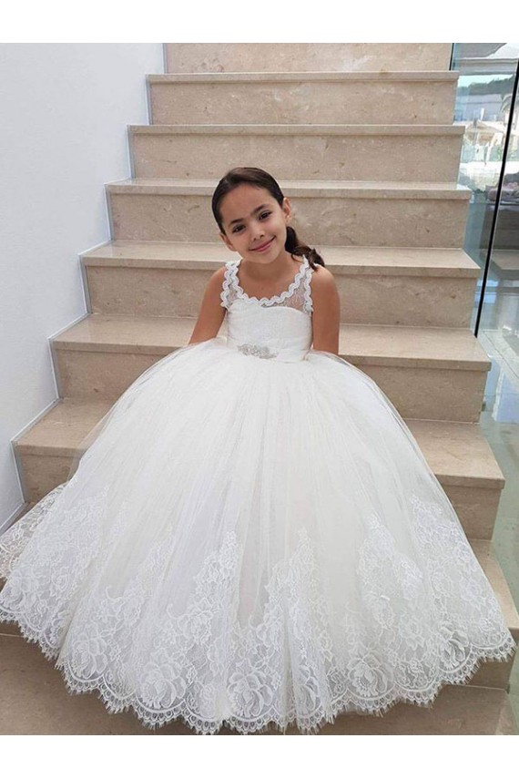 Best Ivory Ball Gown Floor Length Flower Girl Dress UK