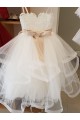 Best Ivory Ball Gown High Neck Floor Length Flower Girl Dress UK
