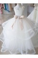 Best Ivory Ball Gown High Neck Floor Length Flower Girl Dress UK
