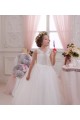 Best Ivory Ball Gown High Neck Floor Length Sleeveless Flower Girl Dress UK