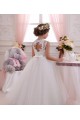 Best Ivory Ball Gown High Neck Floor Length Sleeveless Flower Girl Dress UK