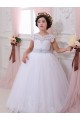 Best Ivory Ball Gown Sweetheart Chapel Train Cap Sleeve Flower Girl Dress UK