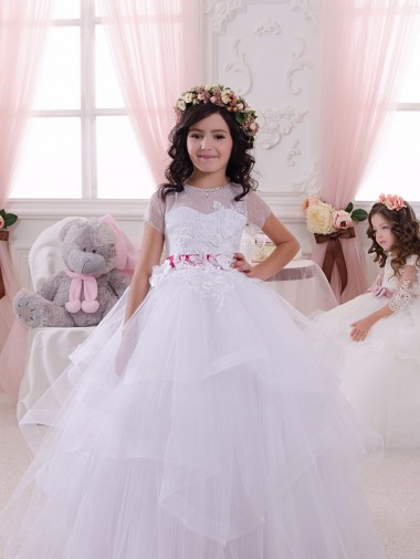 Best Ivory Ball Gown Sweetheart Floor Length Flower Girl Dress UK