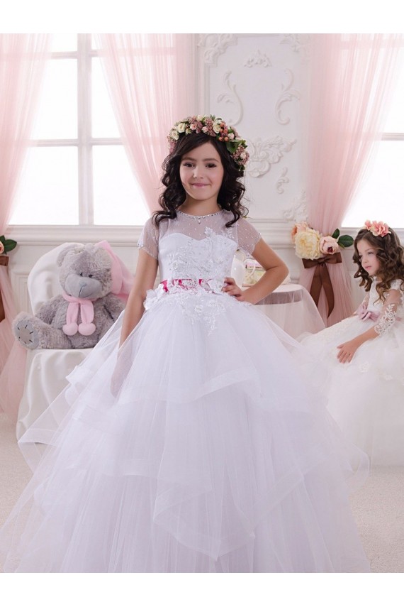 Best Ivory Ball Gown Sweetheart Floor Length Flower Girl Dress UK