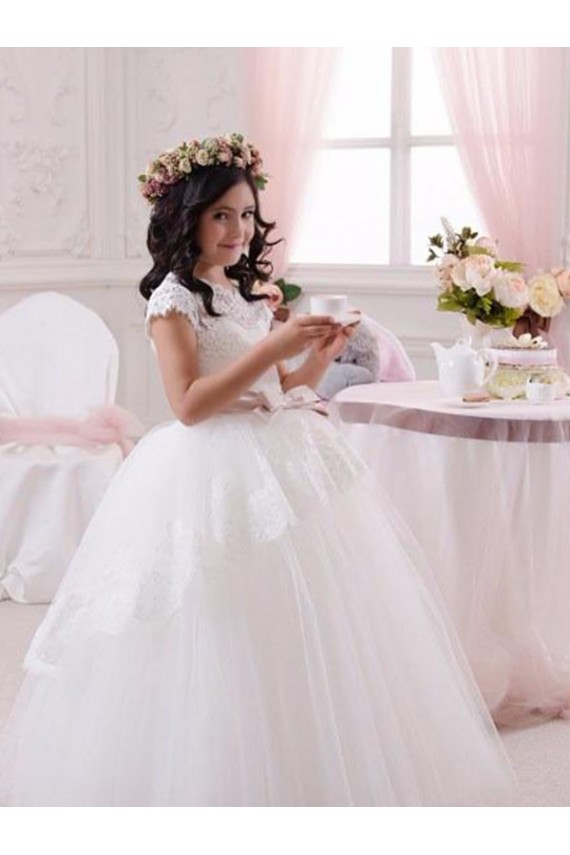 Best Ivory Ball Gown Sweetheart Floor Length Sleeveless Flower Girl Dress UK