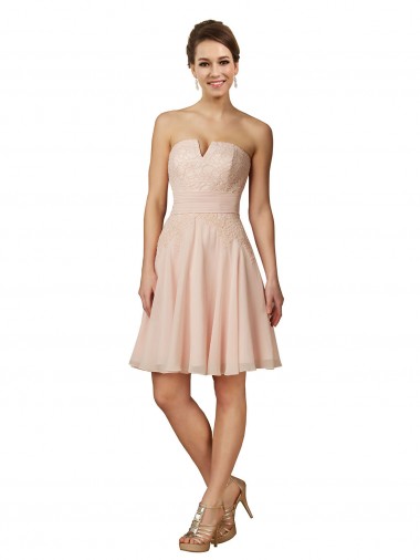 Best Lace and Chiffon Bridesmaid Dress / Cocktail Dress with Unique Neckline UK