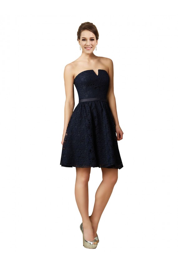 Best Classic Knee Length Lace Bridesmaid Dress / Cocktail Dress with Notched Neckline UK