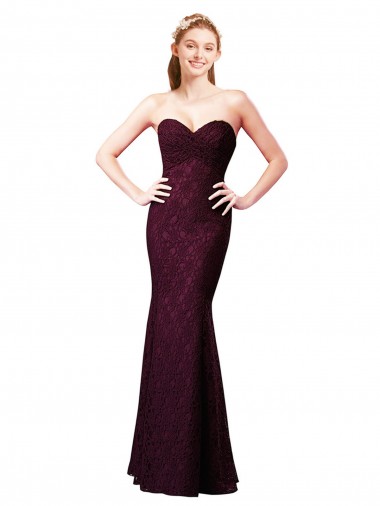 Best Fitted Long Lace Bridesmaid Dress with Sweetheart Neckline UK
