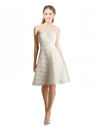 Best Lace Bridesmaid Dress / Cocktail Dress with Draped Sweetheart Neckline UK
