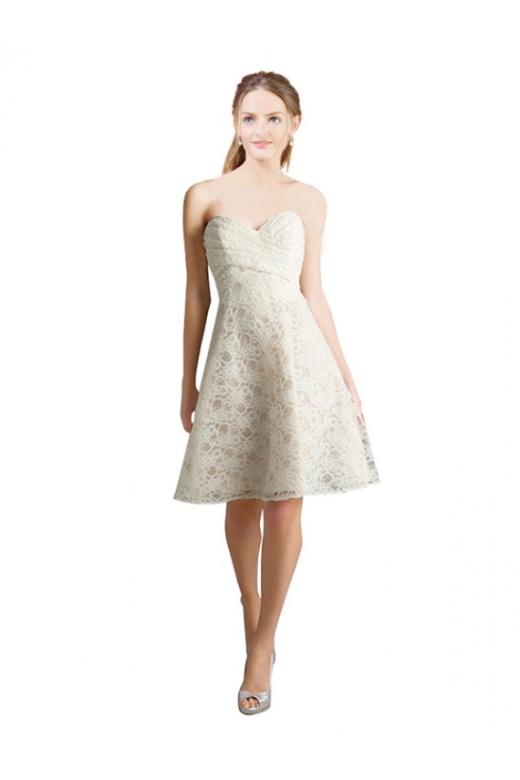Best Lace Bridesmaid Dress / Cocktail Dress with Draped Sweetheart Neckline UK
