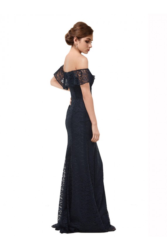 Best Off the Shoulder Long Lace Bridesmaid Dress / Prom Dress with Flutter Sleeves UK
