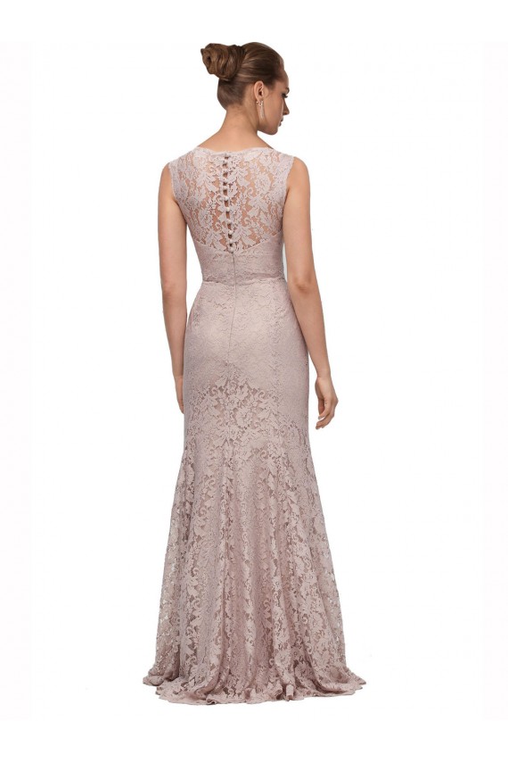 Best Long Sleeveless All Lace Bridesmaid Dress / Prom Dress with Scoop Neckline UK