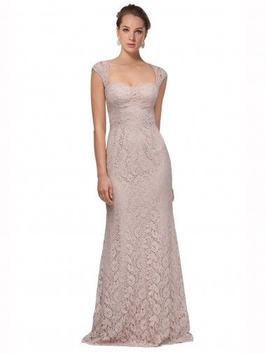 Best Sweetheart Neckline Cap Sleeves Lace Bridesmaid Dress / Prom Dress with Twist UK