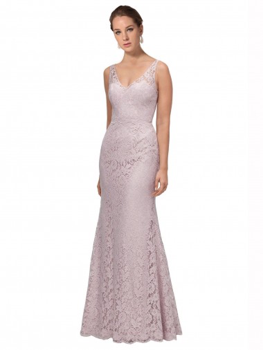 Best Lace V-Neckline Long Full Length Bridesmaid Dress / Prom Dress UK