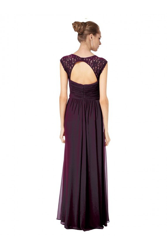 Best Long Chiffon Sweetheart Bridesmaid with Lace Straps and Keyhole Back UK