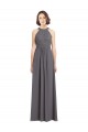 Best Long Chiffon Bridesmaid Dress with Corded Lace Bodice UK