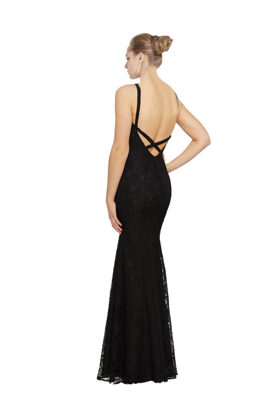 Best Fitted Lace Bridesmaids Dress with Jewel Neckline and Open Back UK