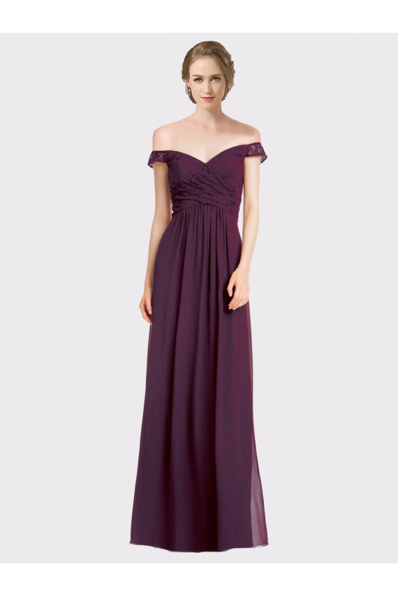 Best Sweetheart Long Bridesmaid Dress with Off the Shoulder Cap Sleeve Lace Bodice UK