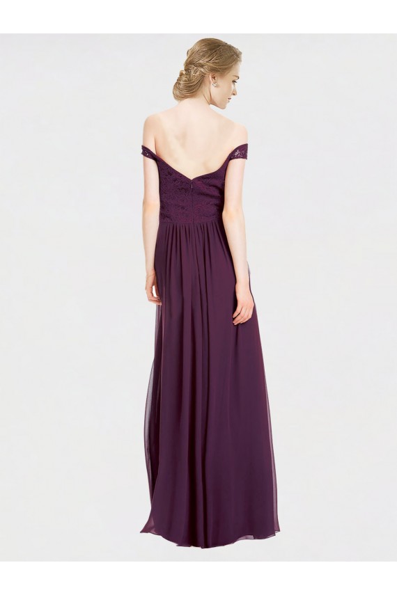 Best Sweetheart Long Bridesmaid Dress with Off the Shoulder Cap Sleeve Lace Bodice UK