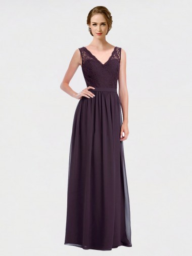 Best V-Neck Bridesmaid Dress with Corded Lace Bodice UK